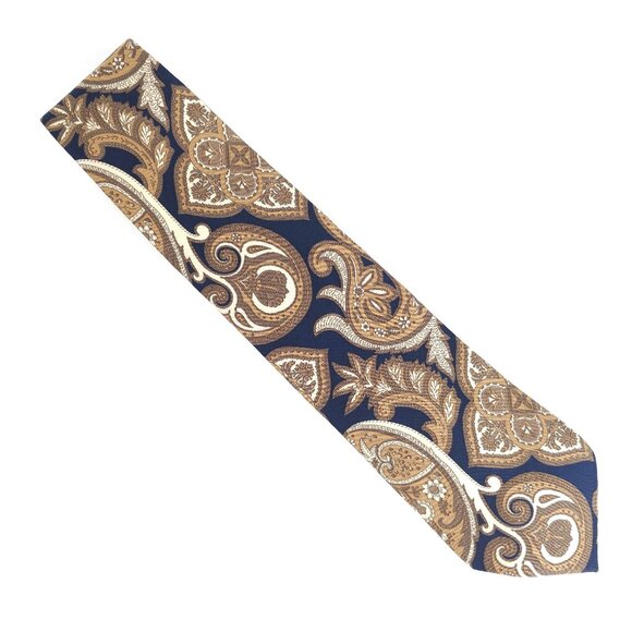 bill blass Men Necktie All Silk Geometric Color Beige Blue Tan Size 58x4 - NWOT - Picture 1 of 5
